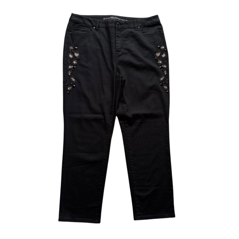 Chico's The So Slimming Girlfriends Ankle Stretch Embellished Animal Print Jeans